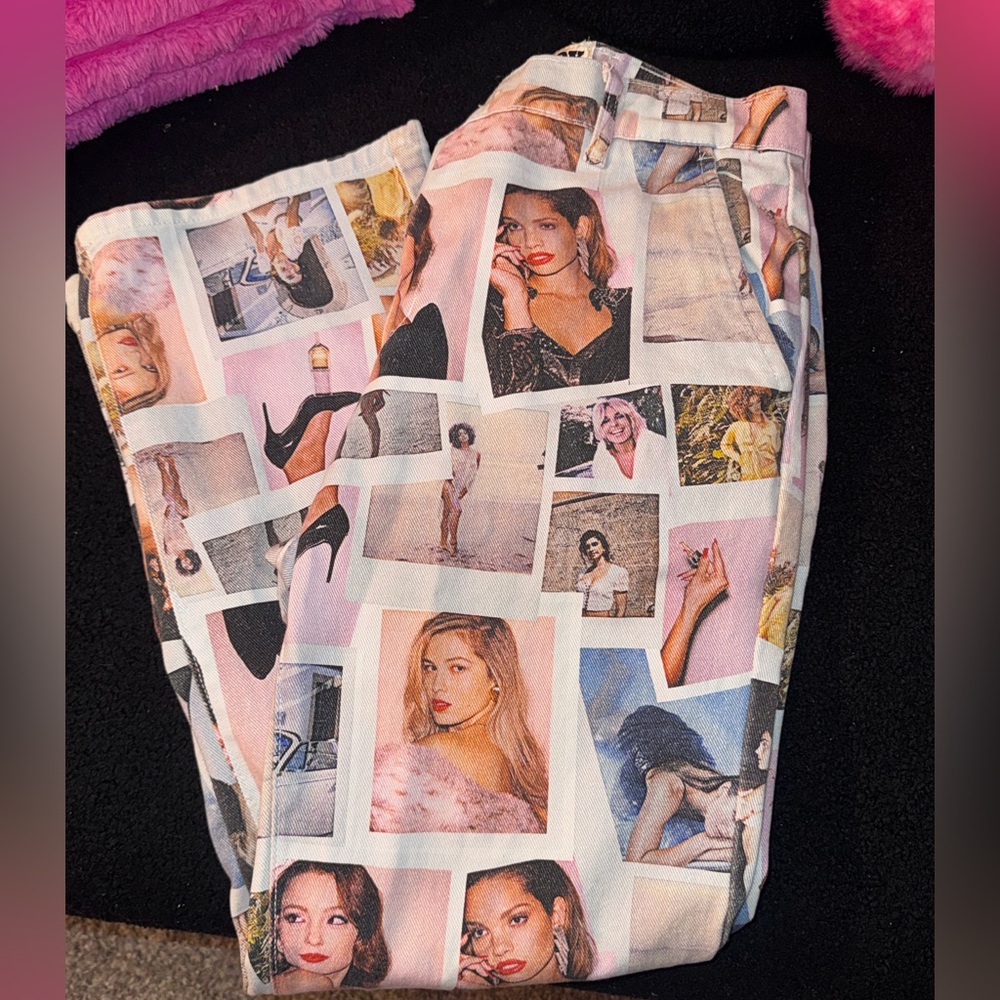 PLAYBOY Photo Print Pants - Pink and White